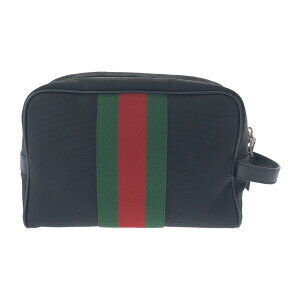 Gucci pouch canvas Line black Shoulder leather bag Sherry